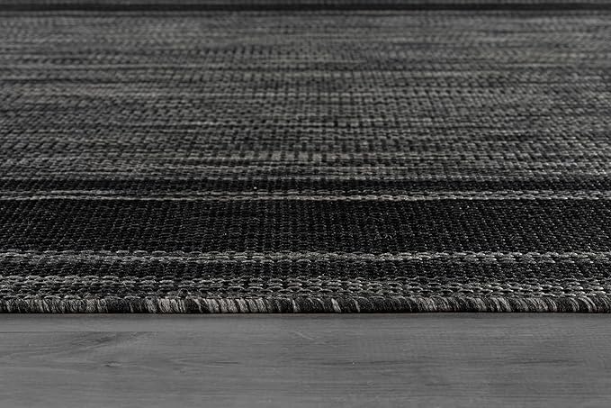 Beverly Rug Outdoor Rug 6x9 Modern Bordered Area Rugs for Indoor and Outdoor Patio Deck Porch Garden Waterproof Weather Sun Resistant Washable Outside Carpet (6 x 9 Black)
