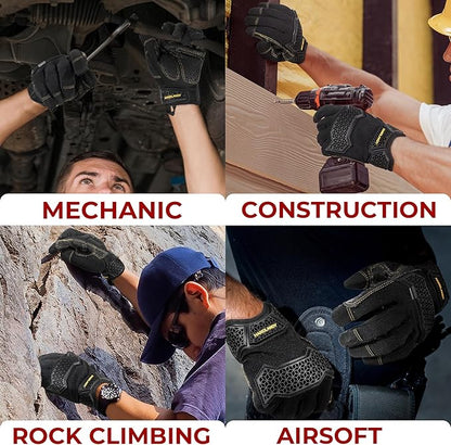 HANDLANDY Work Gloves for Men & Women, Utility Mechanic Working Gloves Touch Screen, Flexible Gardening Gloves for Yard