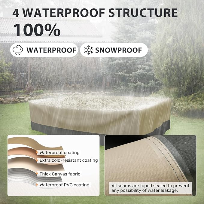 Patio Furniture Covers Waterproof Heavy Duty, 126"x126"x28" Extra Large Outdoor Dining Table and Chair Covers/ Waterproof UV Snow Resistant/ General Purpose Outside Sectional Sofa Set Covers