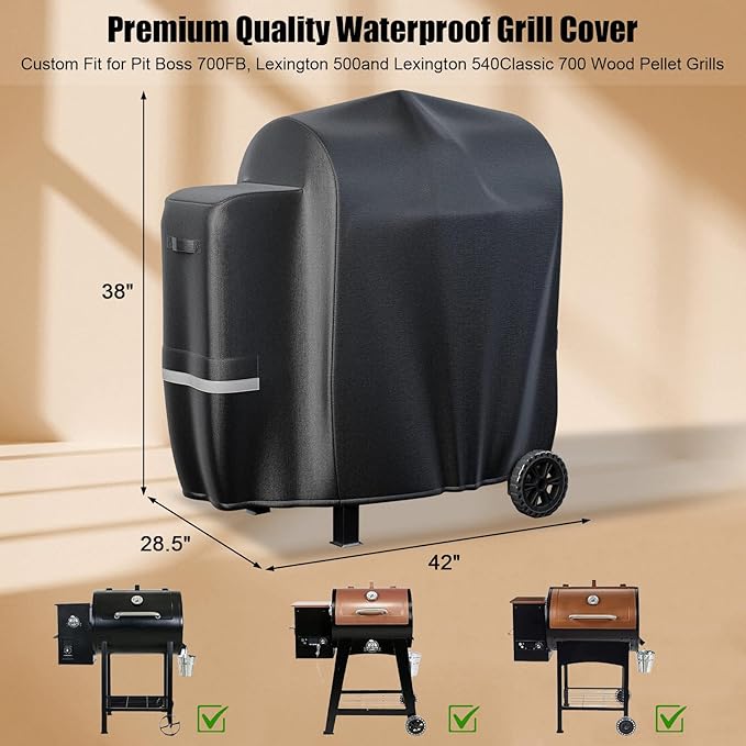 73700 Grill Cover for Pit Boss 700FB, Classic 700, Lexington 500, Lexington 540, Pit Boss 400FB, Pro 600 and Z Grill 550B Series Wood Pellet Grills, Heavy Duty 600D Waterproof BBQ Cover