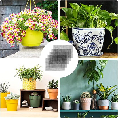 Mozeat Lens 5pcs Black Rectangular 11.8*7.8 inches Mesh Flower Pot Hole Mesh Pad for Indoor & Outdoor Plants