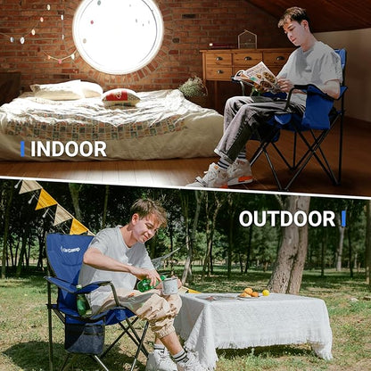 KingCamp Heavy Duty Oversized Comfy Folding Outdoor Portable Lawn Adults Bag Chair with Cooler for Outside Camp, Sports, Picnic, Stadium…