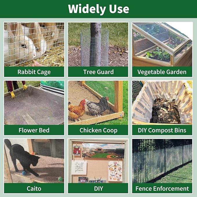 Amagabeli Hardware Cloth 1/2 inch 36inx100ft 19 Gauge Chicken Wire Hot-Dipped Galvanized After Welding Welded Wire Fencing Mesh Roll Garden Plant Support Poultry Netting Rabbit Cage Snake Gopher Fence