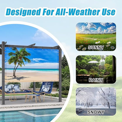 Amagenix Custom Design Patio & Gazebo Backdrop Screen, PVC Sun Shade with UV Resistant, Full-Color Printed Shade Cloth Cover for Backyard, Balcony, Outdoor, Garden