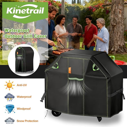 Grill Cover for Outdoor Grill, 52 Inch BBQ Grill Cover 420D Heavy Duty Waterproof with Air Vents/Handles/Straps, Weather Resistant Barbecue Gas Grill Cover for Weber, Genesis, Charbroil, etc