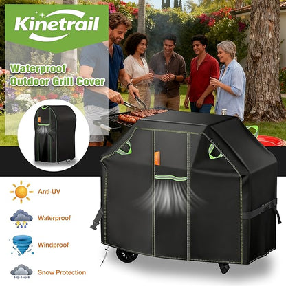Grill Cover for Outdoor Grill, 48 Inch BBQ Grill Cover 420D Heavy Duty Waterproof with Air Vents/Handles/Straps, Weather Resistant Barbecue Gas Grill Cover for Weber, Genesis, Charbroil, etc