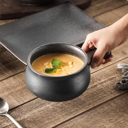 vicrays French Onion Soup Bowls With Handles, 26 Ounce for Soup, Chili, Beef Stew, Chip Resistant, Dishwasher Microwave Safe, Set of 4 (Gray)