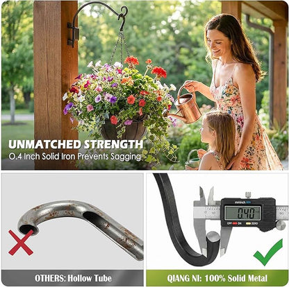 Qiang Ni Plant Hanger Outdoor: 16 Inch Bird Feeder Bracket for Garden Patio Decor - 2 Piece Swivel Adjustable Wall Mount Plant Hook for Hanging Flower Baskets