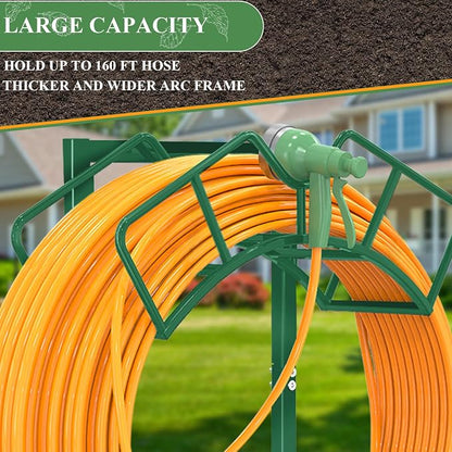 Qatsrin Super Stable Garden Hose Holder, Detachable Water Hose Holders Hose Storage Hold 160-Feet Hose, Water Hose Holder for Outside, Yard, Lawn, Farm (Green)