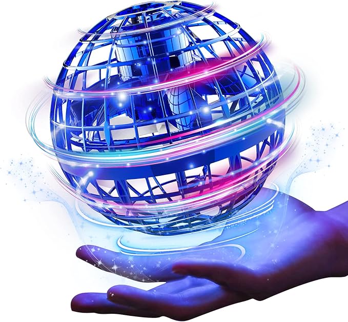 Ciniffo Flying Orb Ball Toy 2025 – Light Up Hand Controlled Boomerang Spinner Mini Drone Toy, Hover Cosmic Globe Ball, Cool Christmas & Birthday Gift for Boys Girls Teens Ages 6+ (Blue)