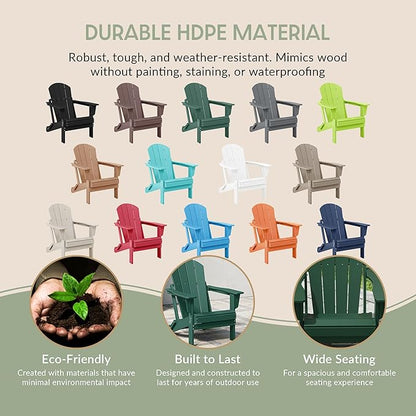WestinTrends Malibu 4-Piece Set Outdoor Folding Poly Adirondack Chair, Dark Green