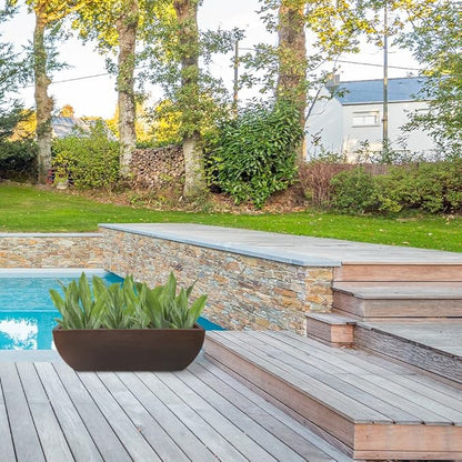 31.5" Wide Planter | Eco-Friendly Large Planter for Indoor or Outdoor Deck/Porch | Durable All-Weather Use Modern Pot for Shrubs, Flowers, Plants - Brown