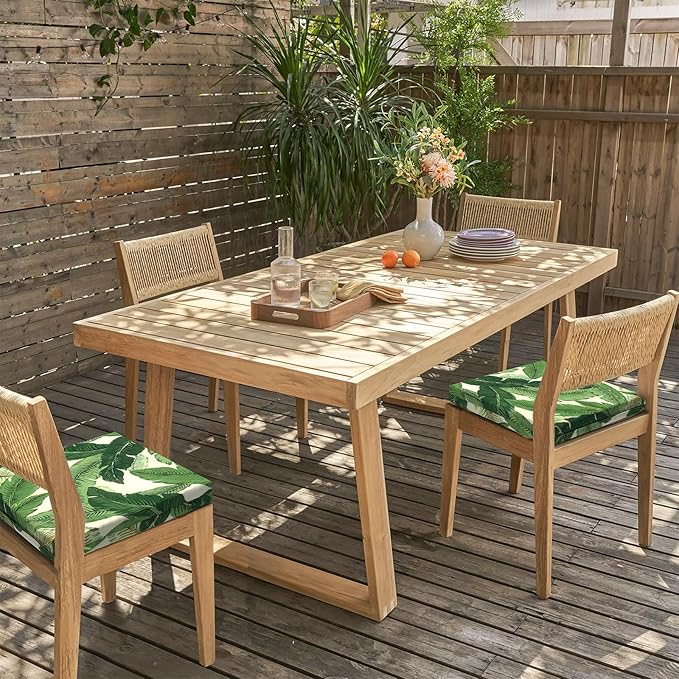 LVTXIII Outdoor Seat Cushions Set of 2 Square Corner Chair Cushions with Ties, Patio Chair Pads for Home Office and Patio Garden Furniture Decoration 18.5"x16"x2", Swaying Palms Green