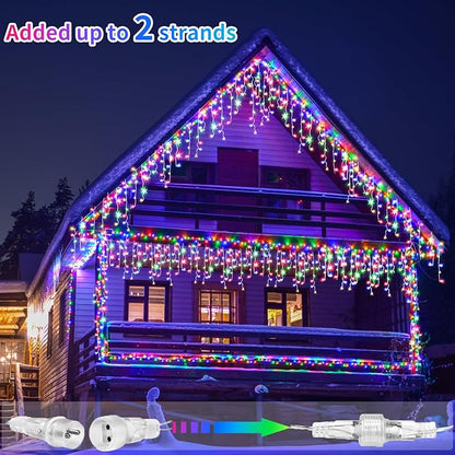 Solar Icicle Christmas Lights Outdoor - 82Ft 660 LED Multi-color Icicle Lights Outdoor Solar Powered with Remote, Color Changing Solar Icicle String Lights Waterproof for Outside Roof House Yard Decor