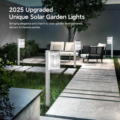 Solar Pathway Lights Outdoor, 4 Pack Upgraded Outdoor Solar Lights for Outside Super Bright Up to 12Hrs, IP65 Waterproof Solar Garden Lights for Yard Landscape Path Walkway (Cool White)