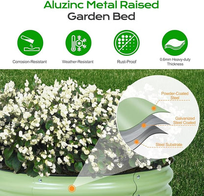 Aoodor 9" Tall 30" Metal Raised Garden Bed, Outdoor Planter Box and Raised Garden Kit for Vegetables, Flowers, Arugula and Herbs, Olive Green
