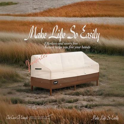 2-Seater Outdoor Couch Cover,58" Wx32 Dx31 H Inches Patio Loveseat Cover,100% Waterproof Heavy Duty Patio Sofa Covers,Patio Furniture Covers,Beige&Brown