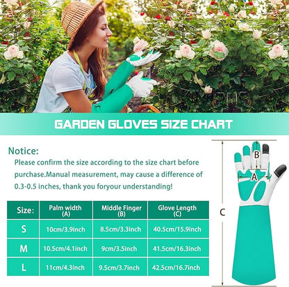 Long-Gardening-Gloves for Women/Men - Thorn Proof Rose Pruning Gloves Heavy Duty Gauntlet, Best Garden Gifts for Gardener-L