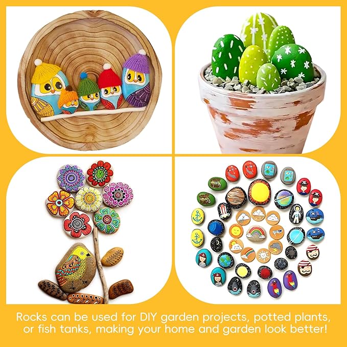 Simetufy 30 River Rocks for Painting 1.2-3.5 inch, Natural Stones, Smooth & Flat for Crafts, Kindness & Garden Art