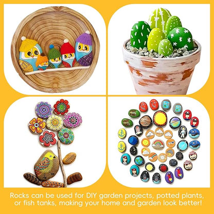 Simetufy 30 River Rocks for Painting 1.2-3.5 inch, Natural Stones, Smooth & Flat for Crafts, Kindness & Garden Art