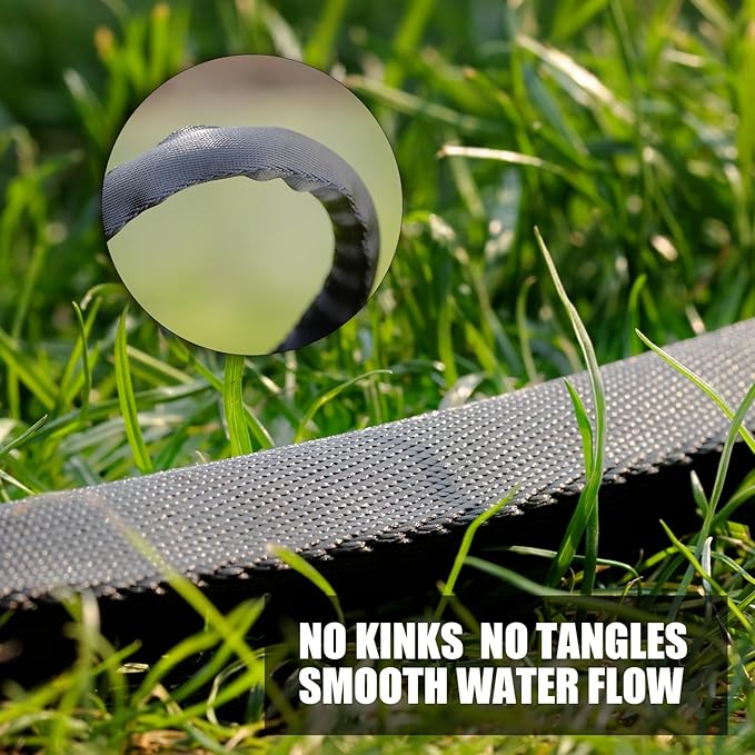 Non-Expandable Garden Hose 50feet, with 10 Function Hose Nozzle, Tough & Flexible, Lightweight, Crush Resistant Fittings, Kink & Tangle Free, Rust Proof