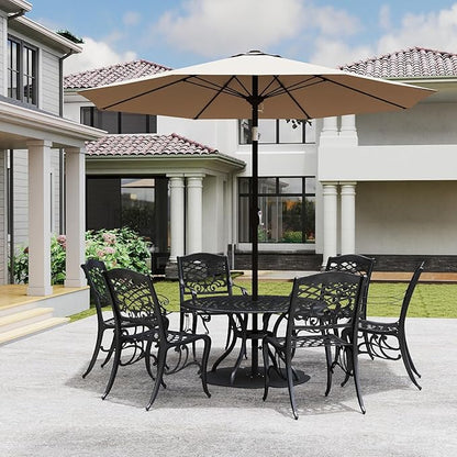 Kingdura 10FT Outdoor Patio Umbrella, Market Table Umbrella with Push Button Tilt and Crank, 8 Sturdy Fiberglass Ribs, UV Protection for Pool, Lawn, Deck, Backyard, Garden (Beige)