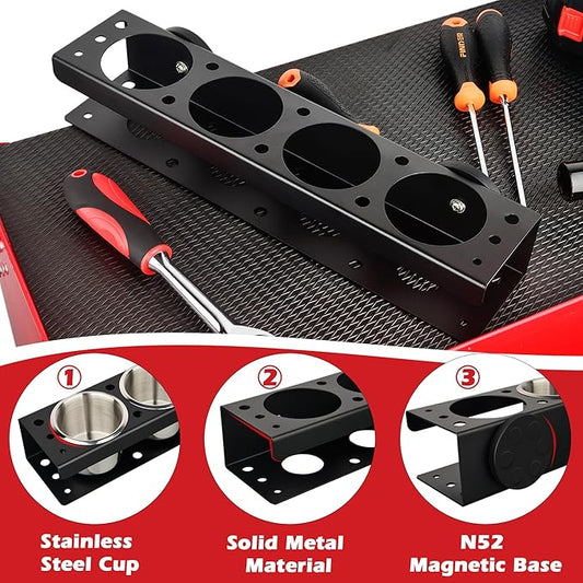 ULIBERMAGNET Power Tool Organizer Rack,Magnetic Heavy Duty Drill Holder,Wall Mount Metal Tool Rack with Screwdriver,Cordless Drill,Screw,Nail Storage,Utility Rack for Warehouse,Garage,Toolbox