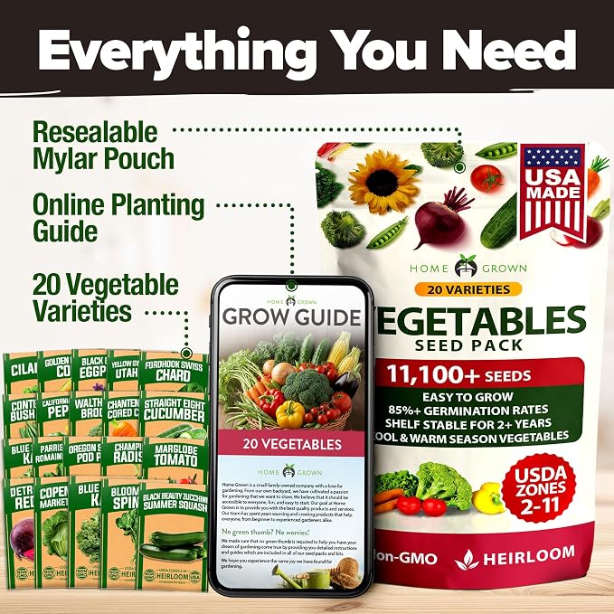 20 Heirloom Vegetable Seeds - 10,000+ Survival Seeds and Emergency Prepper Gear - Non GMO Vegetable Seeds for Planting Home Garden Variety Pack