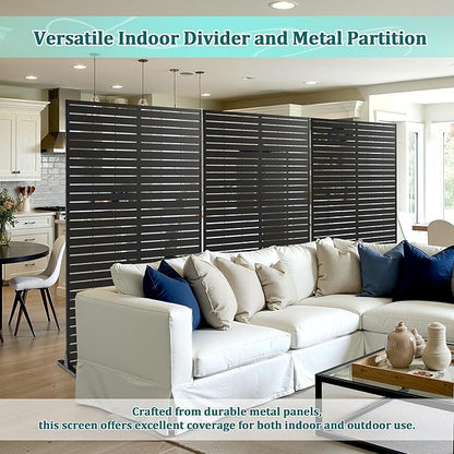 Metal Privacy Screen Outdoor Privacy Screen, Freestanding Fence Panel for Outside, 72''H×44''W, Decorative Screen Panel for Backyard/Patio/Deck