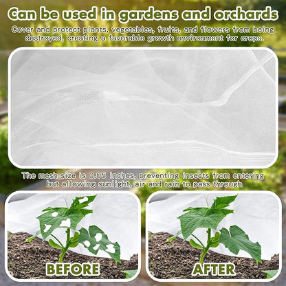 Woanger 3 Pack 25.6' Heightening Garden Netting for Raised Beds Plant Covers for Garden Protection Fine Mesh Bird Netting with Drawstring for Protection Vegetable Plants(51" X 28" X 26")