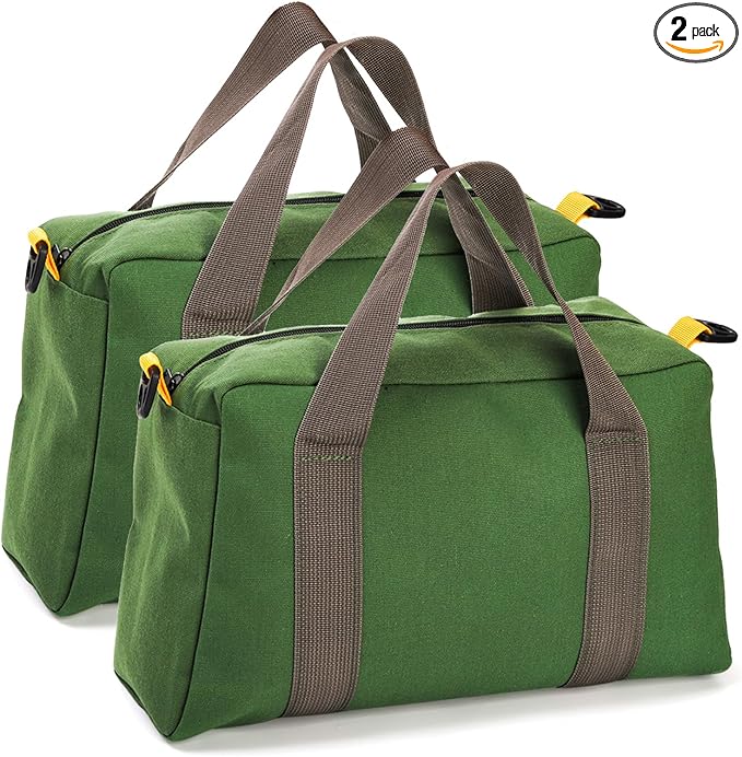 WRINGKIT 2 Pack Wide Mouth Tool Bags, 14" Heavy Duty Canvas Tool Storage Bag, Large Capacity Zipper Utility Tools Tote Organizer Pouch for Electricians, Carpenter, Mechanic