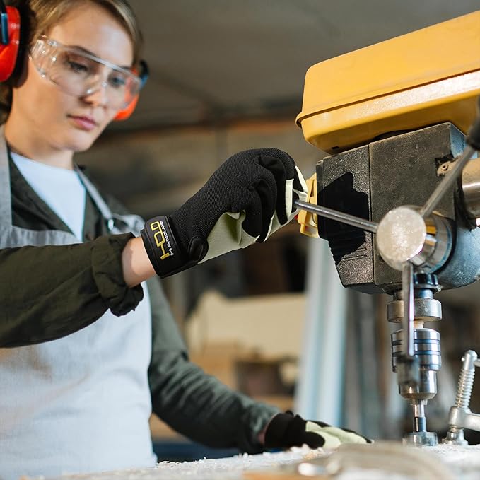 HANDLANDY Work Gloves for Men & Women, Utility Mechanic Working Gloves Touch Screen, Flexible Gardening Gloves for Yard