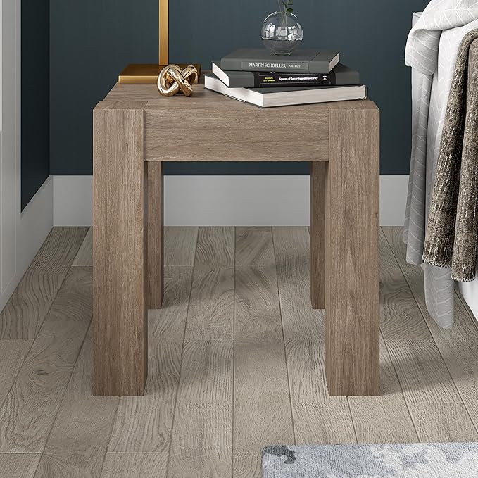 Henn&Hart Langston 22" Wide Square Side Table in Antiqued Gray Oak