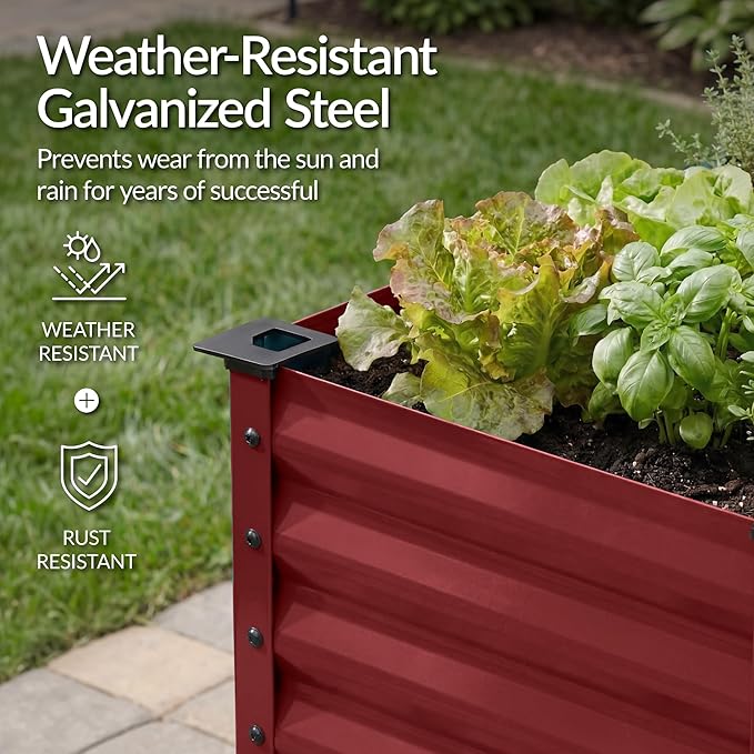 Best Choice Products 72x24x30in Non Toxic Galvanized Raised Garden Bed, Metal Elevated Planter Box, Vegetable Garden, 100% Non Toxic Materials - Royal Red