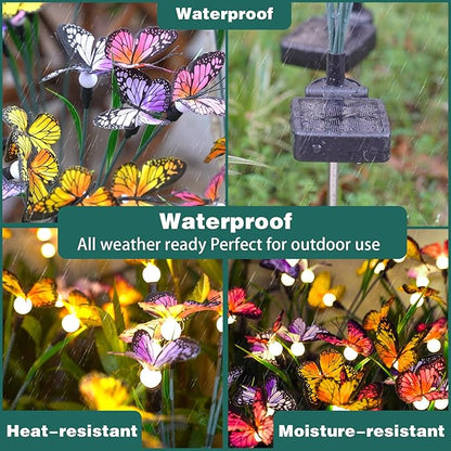 TONULAX Solar Garden Lights - 8 Pack Swaying Butterfly Light, Swaying in The Wind, Solar Outdoor Lights, Yard Patio Pathway Decoration, High Flexibility Iron Wire & Realistic Butterflies(8 Pack)