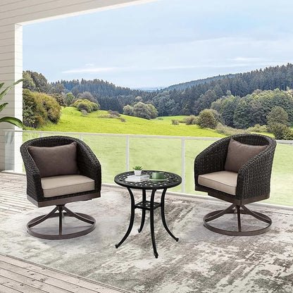 Outdoor 19" Pack of 2 Cast Aluminum Round Side Table End Table for Patio, Backyard, Pool, Indoor Companion, Easy Maintenance and Weather Resistant, Black