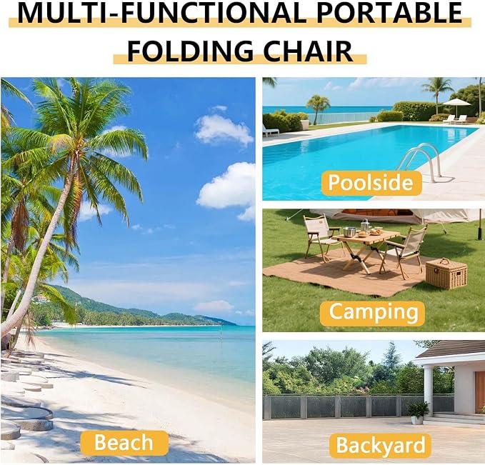 Sun Tanning Chair with Face Hole, Heavy Duty Adjustable 5-Position Folding Laying Out Chairs for Tanning, Beach Lounge Chairs for Adults for Outdoor Sunbathing Patio Pool Lawn (Cream White)