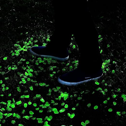 1100Pcs Glow Stones Pebbles Glow in the Dark Garden Pebbles for Walkways and Decor (Green)