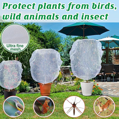 9 Pack Garden Bird Netting for Plants - 3 Size Sun Resistant Blueberry Tomato Protecting Netting with Drawstring, Fine Mesh Fruits Tree Protection Barrier for Block Squirrels Deer