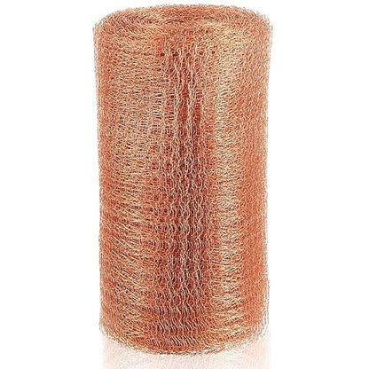Gisafai 8'' x 150 ft Copper Mesh Rodent Control Copper Wool for Slugs Rustproof DIY Hole Filler Pure Wire Mesh for Bat Snail Bird Pest Rodent Control Gap Blocker Fill Fabric Hole Gardening(1 Roll)