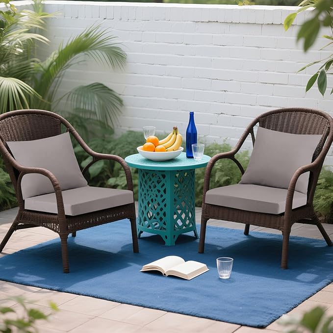 Outdoor Seat Cushion Set 24 x 24 In, Water-Resistant & Fade-Resistan, Patio Furniture Cushions with Removable Cover Deep Seat & Back Cushion with Handle and Adjustable Straps for Chair Sofa,2PC