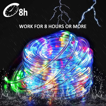 LairtPOW Solar Rope Lights 39FT IP65 Waterproof Outdoor Lights LED Copper Fairy String Tube Lights for Party Garden Yard Home Wedding Christmas Halloween Holiday Tree Decoration Lighting(Multi Color)