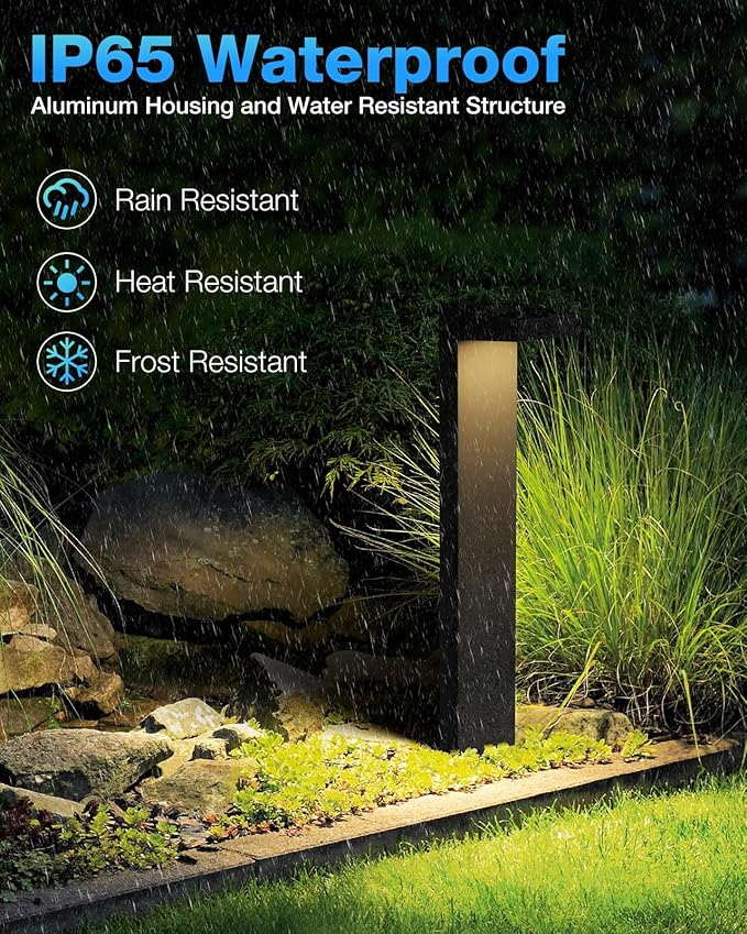 SUNVIE Low Voltage Pathway Lights Wired 3000K 5W LED Outdoor Landscape Lighting with Connectors Cast-Aluminum Waterproof Landscape Path Lights Low Voltage for Garden Walkway, 12-24V, AC/DC, 4 Pack