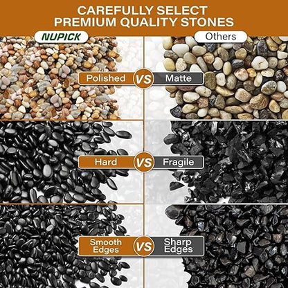 NUPICK 3lb River Rocks for Plants Indoor, 1/5 Inch Mixed Pebbles for Vase Fillers, Decorative Pea Gravel for Fish Tank, Natural Polished Stones for Succulent, Bonsai, Landscaping, Bird Baths