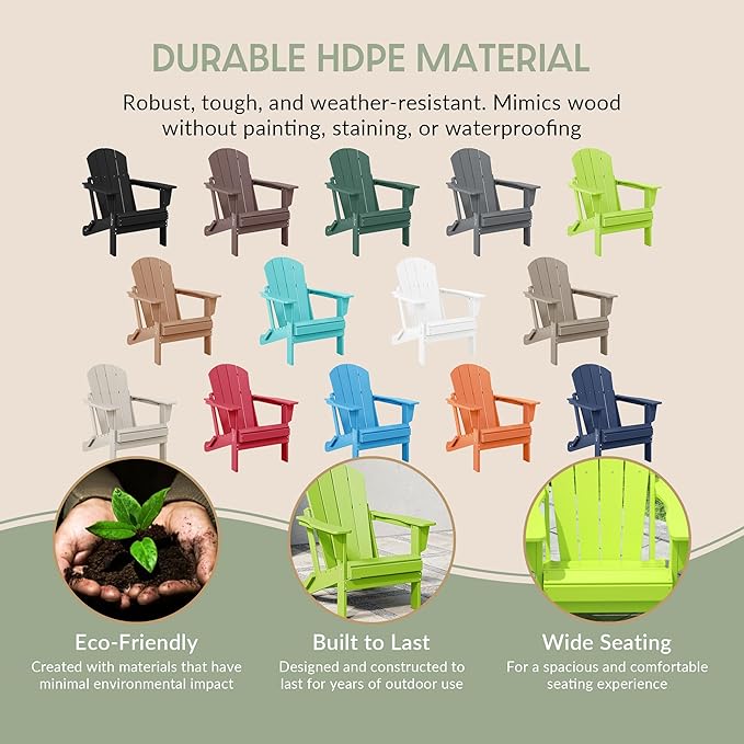WestinTrends Malibu Malibu Outdoor Folding Poly Adirondack Chair (Set of 8), Lime
