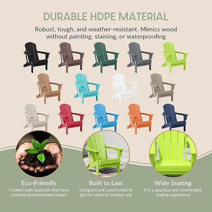WestinTrends Malibu HDPE Outdoor Patio Folding Poly Adirondack Chair, Lime