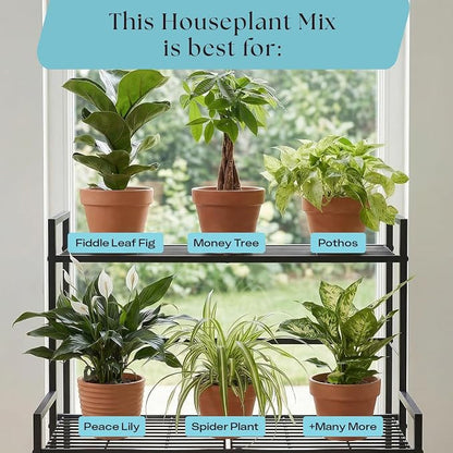 Rosy Soil Houseplant Potting Soil, Organic Indoor Potting Mix with Biochar and Worm Castings for Monstera, Pothos, Tropical Indoor Plants - Peat Free - 8qt