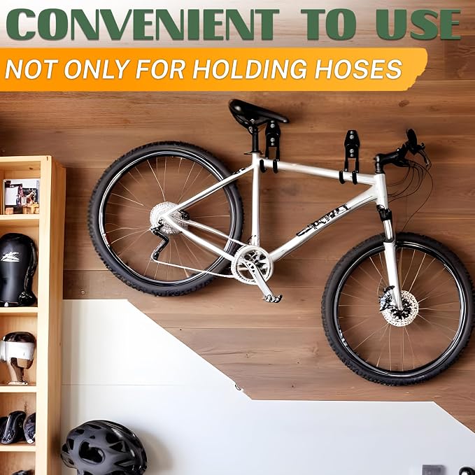 2 Pcs Hose Hook Wall Mount with Heavy-Duty Steel Construction - Anti-Slip Coating, Holds Up to 66 lbs of Hoses, Cords, and Tools - Garden Hose Hanger for Outside Yard, Garage, Shed, or Fence Post
