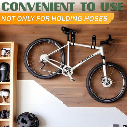 2 Pcs Hose Hook Wall Mount with Heavy-Duty Steel Construction - Anti-Slip Coating, Holds Up to 66 lbs of Hoses, Cords, and Tools - Garden Hose Hanger for Outside Yard, Garage, Shed, or Fence Post