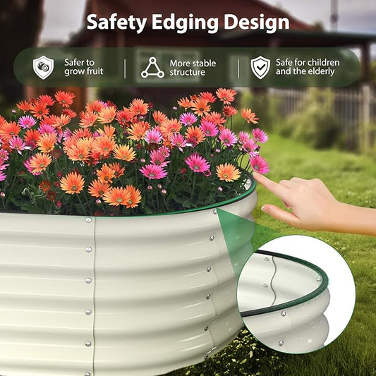 Winpull Raised Garden Bed Kit, 6x3x1.5 ft Galvanized Planter Box Outdoor with Safety Edging, Large Metal Raised Beds for Gardening Vegetables Flower Herb (Pearl White)